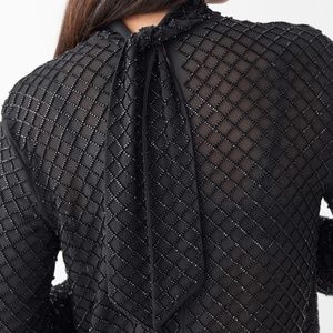 & Other Stories Sheer Beaded Black Blouse